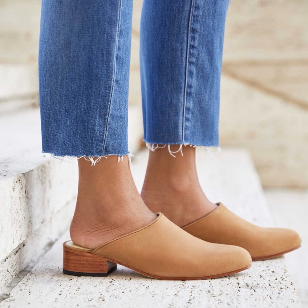 Nisolo Mariela Tan Leather Mules - size 8